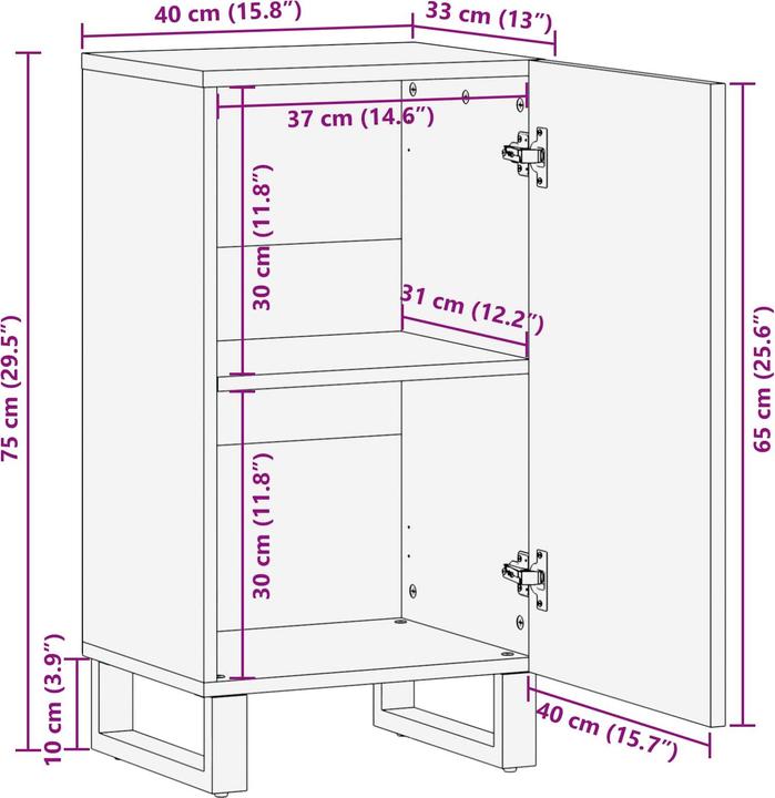 Actual product image vidaXL Seitenschrank (33 x 40 x 75 cm)