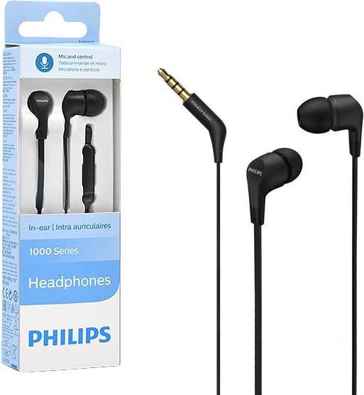 Actual product image Philips wired in-ear headphones, TAE1105BK (No noise cancellation, Cable)
