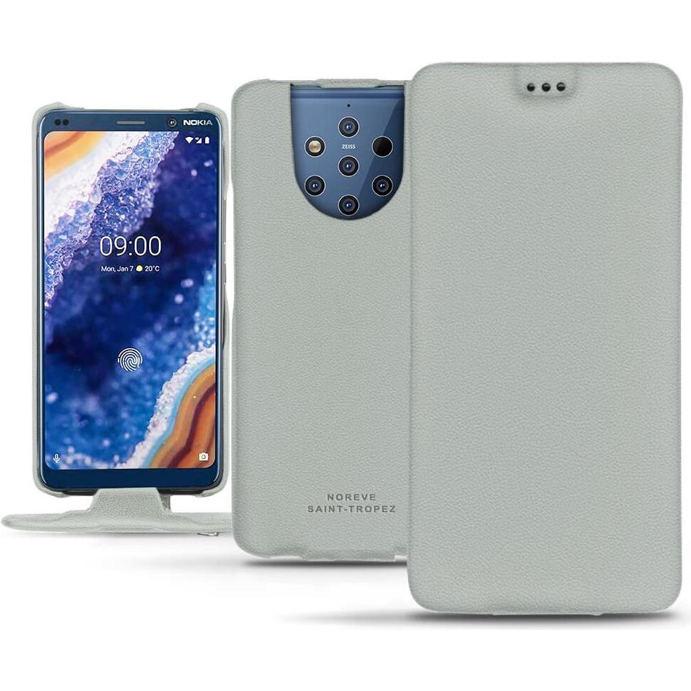 Noreve Lederschutzhülle vertikal (Nokia 9 PureView), Smartphone Hülle, Grau