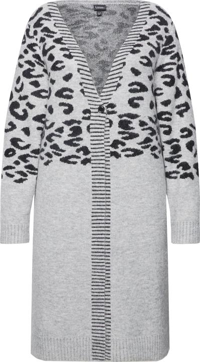 Produktbild Ulla Popken Long-Strickjacke, Leomuster, V-Ausschnitt, Langarm (58)