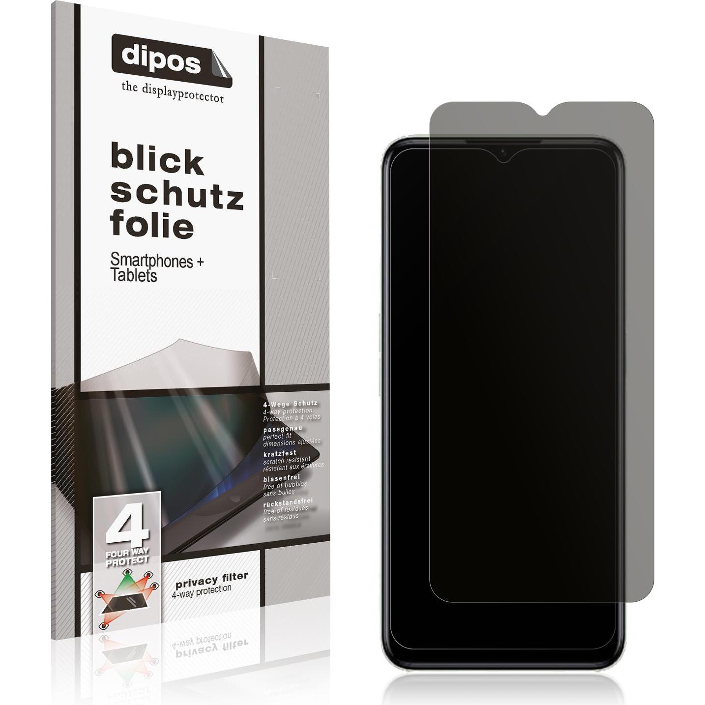 Dipos Blickschutzfolie 4-Way Privacy (1 Stück, Realme C35), Smartphone Schutzfolie, Transparent