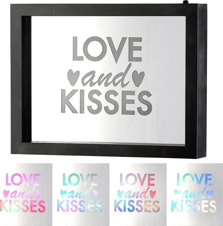 Produktbild Infactory Deko-Spiegel mit Glitzerschrift "Love and Kisses" (23 x 18 x 4 cm)