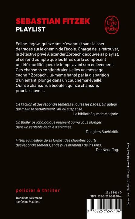 Image du produit Liste de lecture : psychothriller (Français, Fitzek Sebastian, 2024)