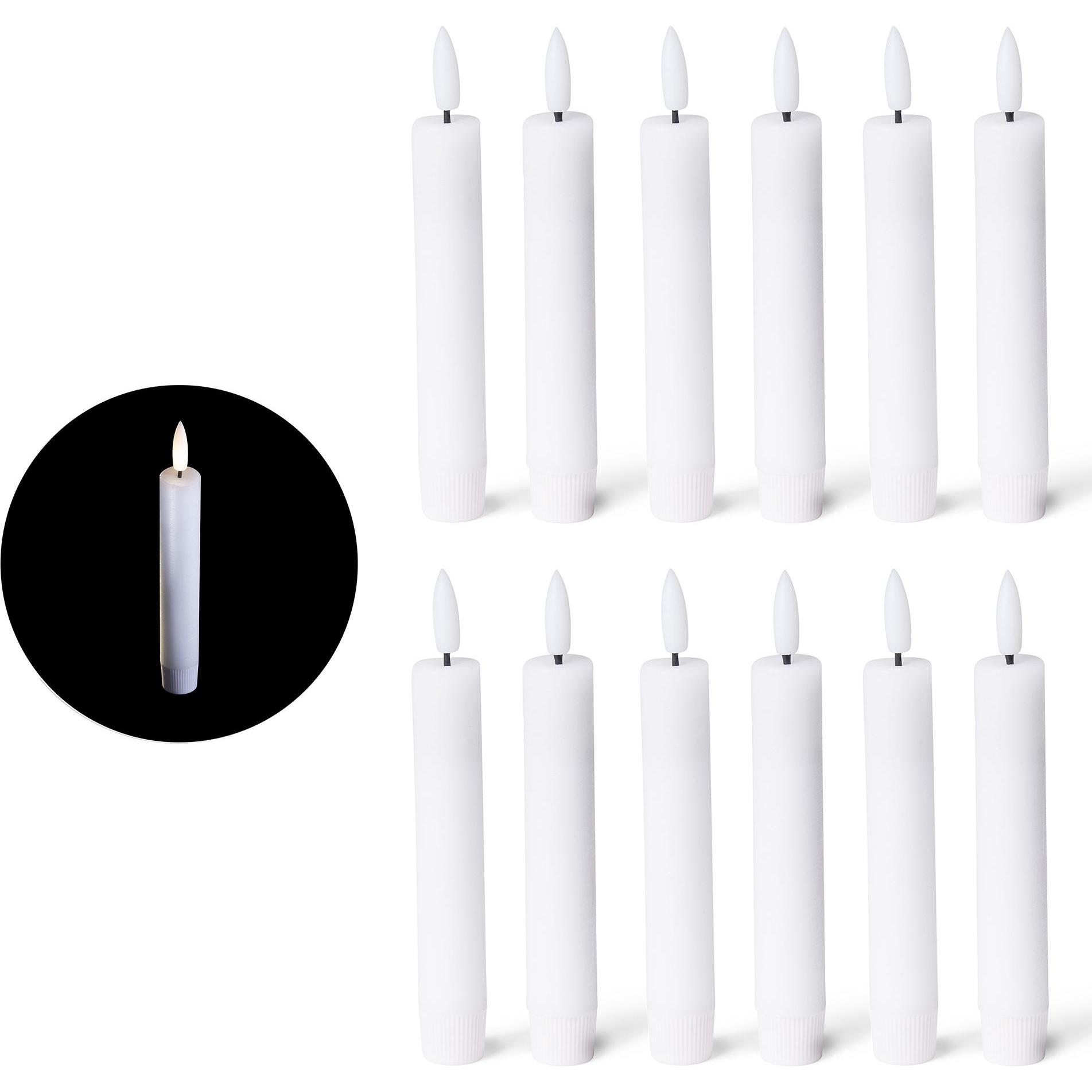 Thumbnail - Novaliv, LED Kerzen, LED Stabkerze mit Timer-Funktion 12er Set - Weiße Stabkerze LED Moving Flame Timer - 12,5cm (12 x)