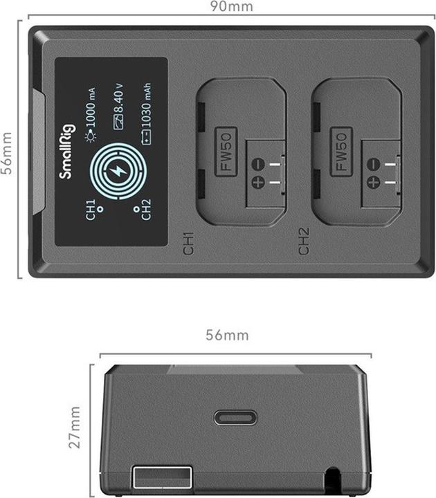 Immagine prodotto SmallRig 4081 Caricabatterie per batterie NP-FW50 (Caricabatterie per fotocamere)