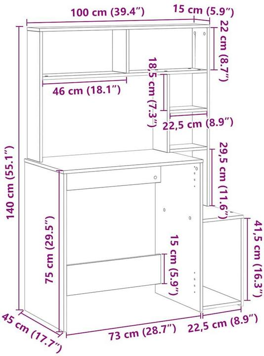 Immagine prodotto vidaXL Schreibtisch (100 x 45 x 140 cm)