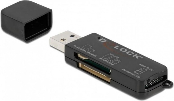 Actual product image Delock SuperSpeed USB Card Reader for SD / Micro SD / MS memory cards (USB-C 3.2 Gen 1)