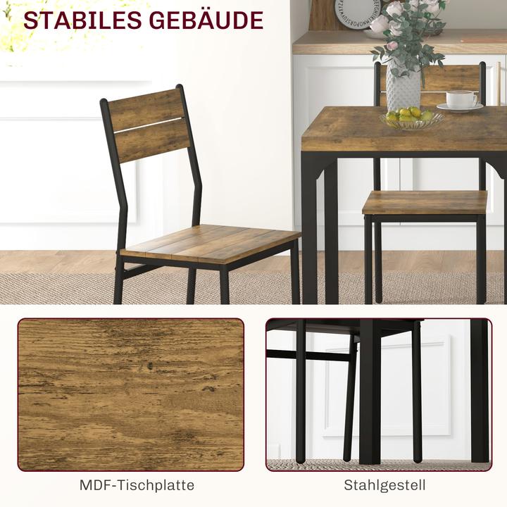 Image du produit Homcom Essgruppe MDF, Metall Rustikal-Braun (Panneau de bois MDF)