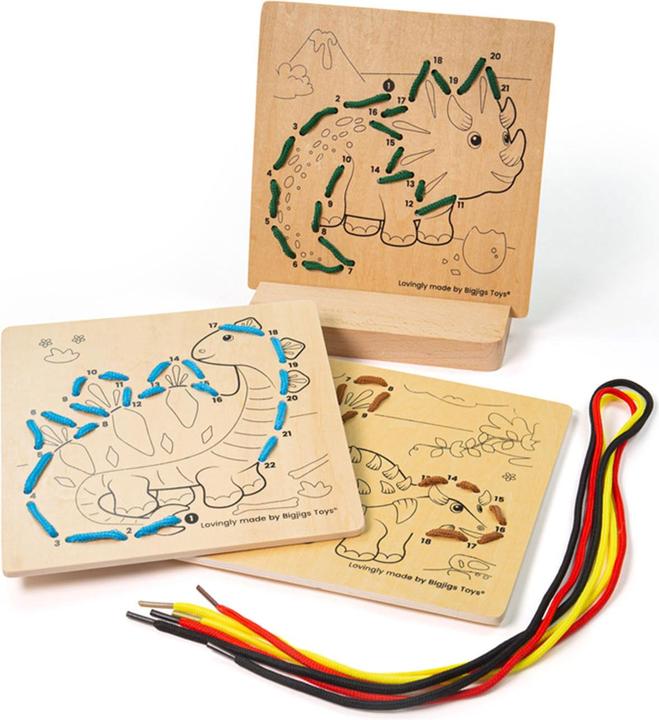 Bigjigs String by Number Dinosaurus Hout