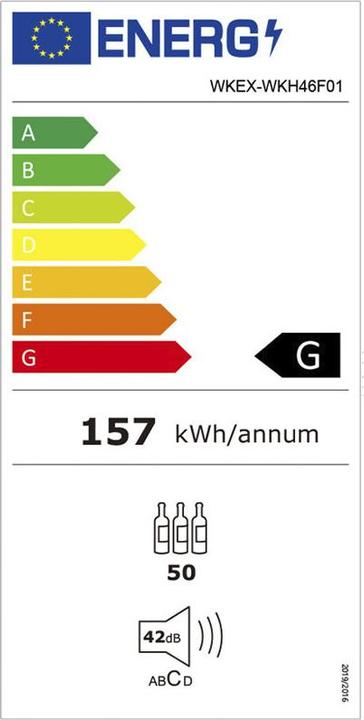 Energie-Label Kibernetik FSP Weinklimaschrank 40 - 46 Flaschen 2 Zonen