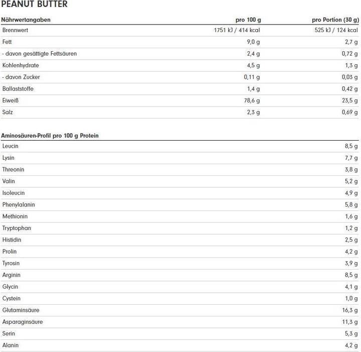 Valori nutrizionali e ingredienti ProFuel V-Protein (Burro di Arachidi, 1 x, 1000 g)