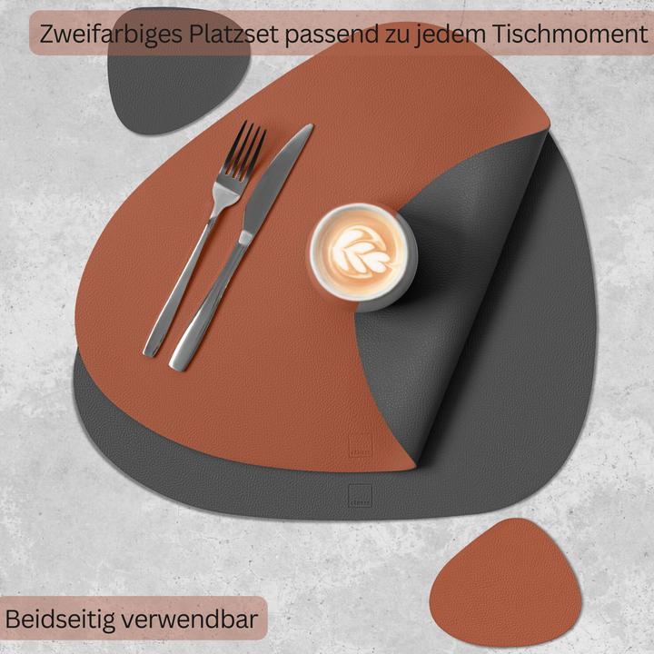 Produktbild Sänger Geschirr Platzset organisch, Anthrazit & Braun (12 x, Glasuntersetzer)