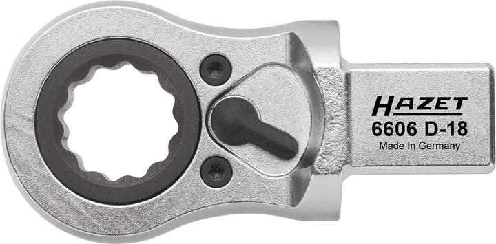 Produktbild HAZET Einsteck-Ratschen-Ringschlüssel 6606D-18 ∙ Einsteck-Vierkant 14 x 18 mm ∙ Aussen Doppel-Sechsk… (1/4")