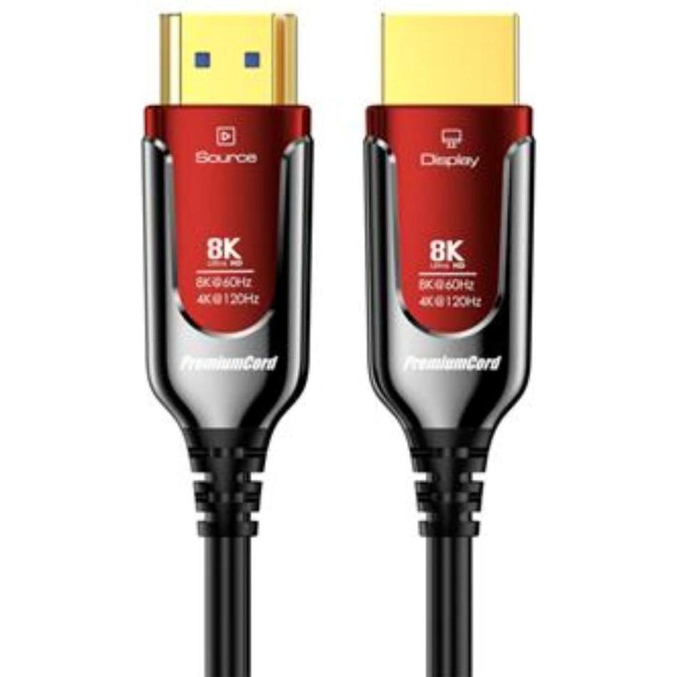 PremiumCord Ultra High Speed HDMI 2.1 optický fiber kabel 8K@60Hz, zlacené 30m (30 m), Cavo video, Nero