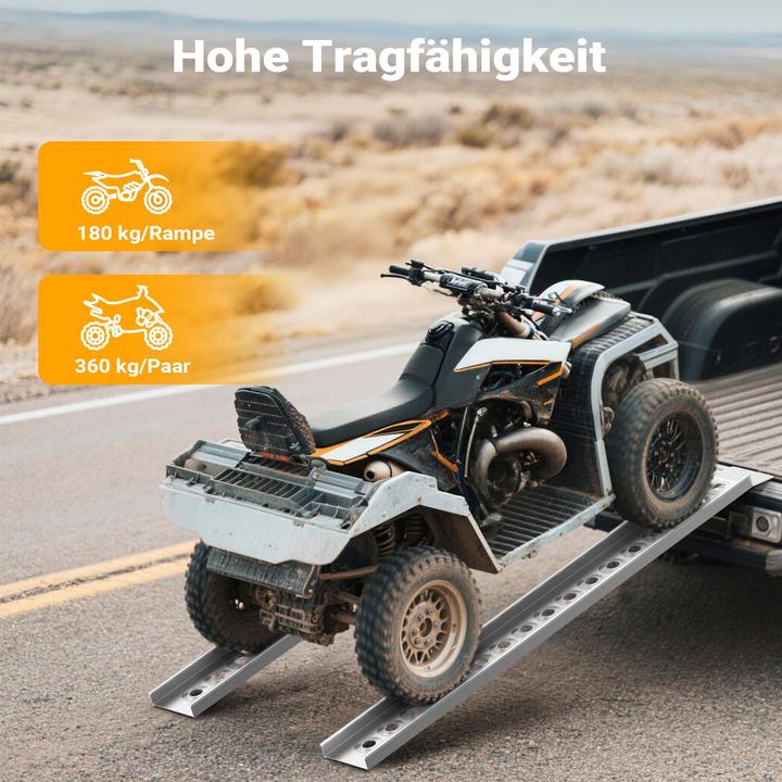 Produktbild Wiltec Auffahrrampe 163cm 180kg ATV Quad Motorrad Alu Auffahrschiene Laderampe