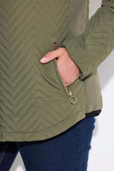 Immagine prodotto Ulla Popken Giacca trapuntata con inserti in maglia, collo alto e tasche con zip (58)