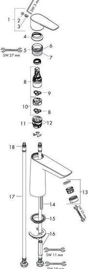 Actual product image hansgrohe HG EH-WT-MI TALIS E 110 without pop-up waste brushed black chrome