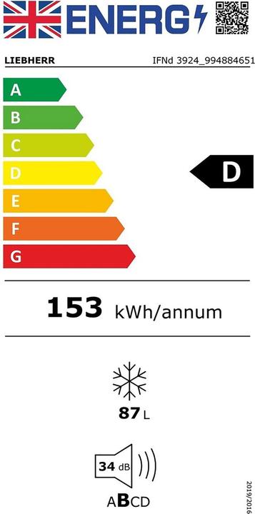 Energie-Label Liebherr IFNd3924-22 (Einbau, 87 l)