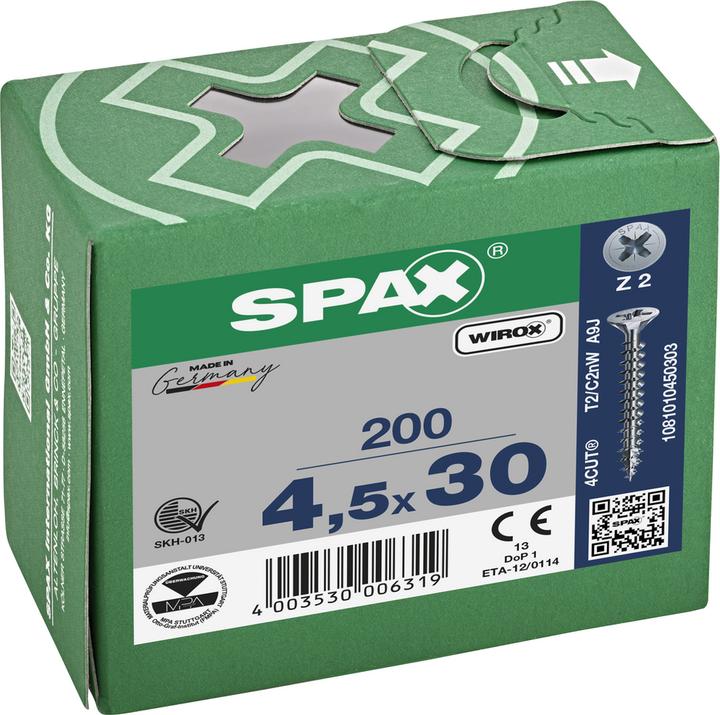 Produktbild Spax Senkmultikopf Kreuzschlitz Z2 Vollgewinde Wirox (200 Schrauben pro Stück)