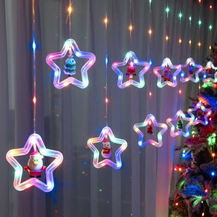 Produktbild Hermex LED Weihnachtslichterkette 3m Sternen-Lichtervorhang Sternlichterkette (3 m)