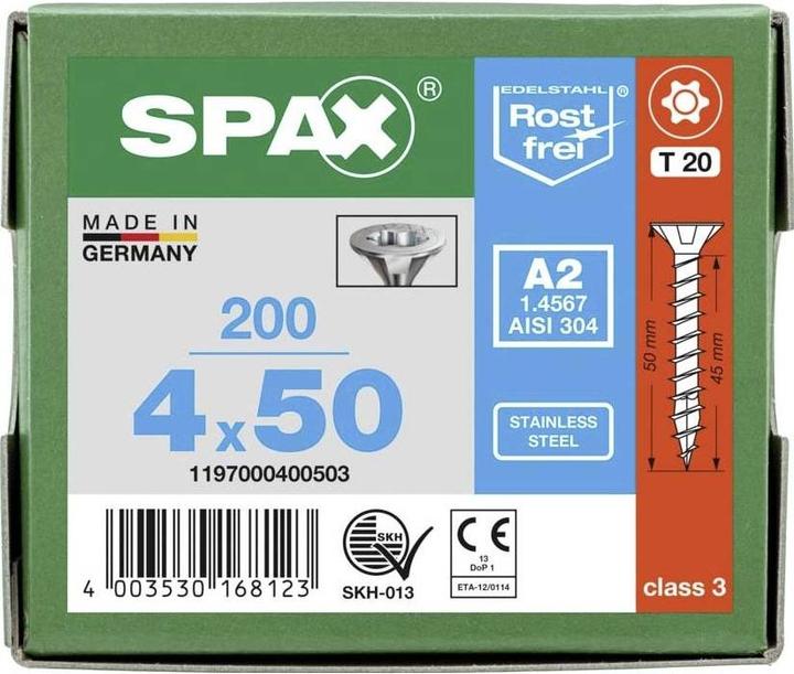 Actual product image Spax A2 Countersunk Multi-Head T-Star Plus T20 Fully Threaded (200 Screws per piece)