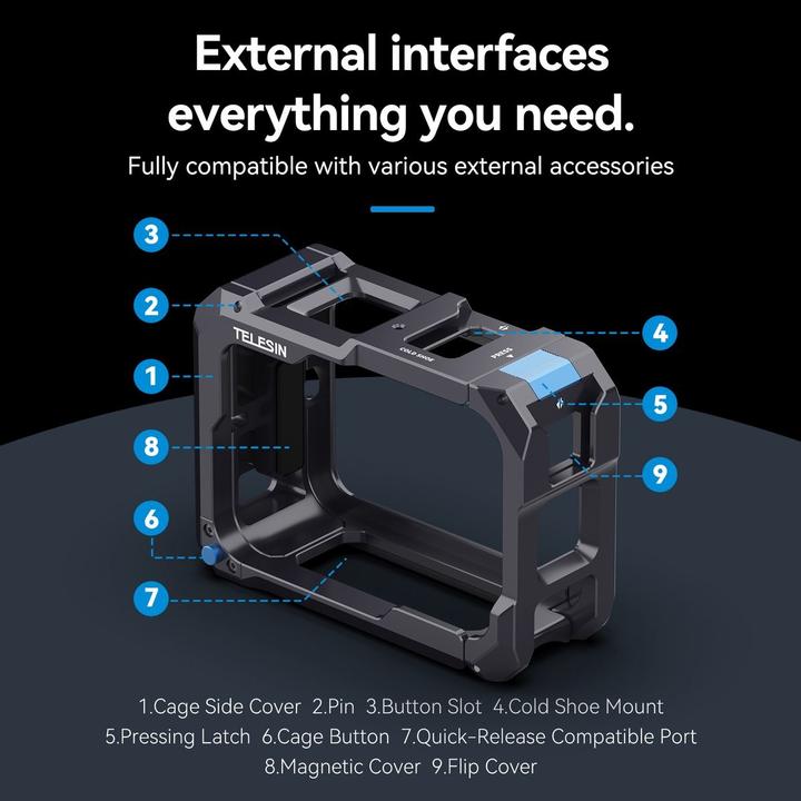 Image du produit Telesin Metal Behuizing GoPro HERO 13 (Magnetic Charge) (T-S6-FMS-15-TGP)