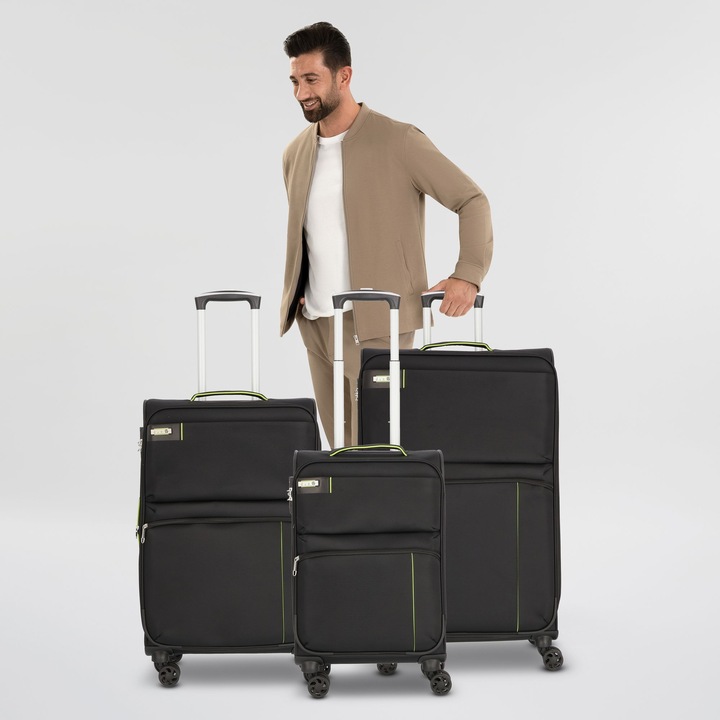 Produktbild D&N Travel Line 6704 - 3-teiliges Koffer-Set Dobby Nylon (208 l, XL (ab 115l))