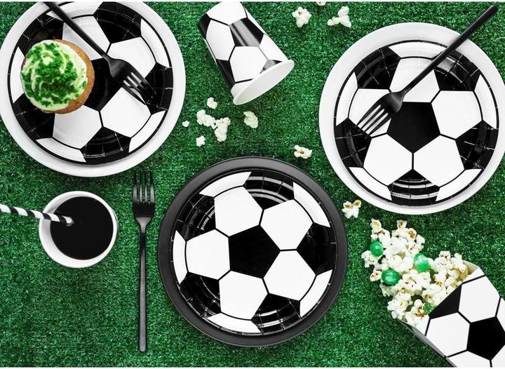 Actual product image Partydeco Disposable Football Plate 18 cm, 6 pieces, Black/White (6x)