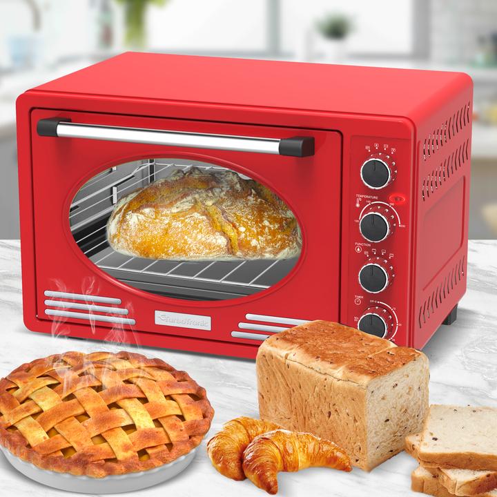 Produktbild TurboTronic By Z-Line Retro Minibackofen mit Umluft 45L Red