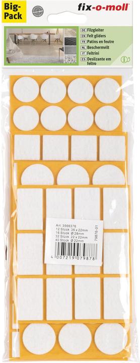 Actual product image Fix-o-moll Felt glider set 100 x 3 mm / 100 x (Felt gliders, 100 pcs.)