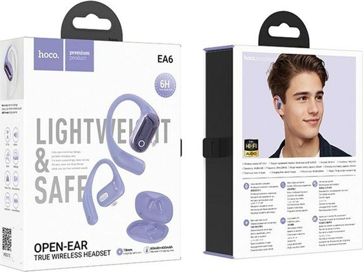Immagine prodotto Hoco EA6 Kabelloses Headset mit offenem Ohr Konnektivität/Musik Bluetooth Lila (6 h, Senza fili)