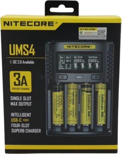 Produktbild Nitecore UMS4 USB-Schnell-Ladegerät (1 Stk., C, D, AA, AAA, AAAA, Ladegerät ohne Akku)