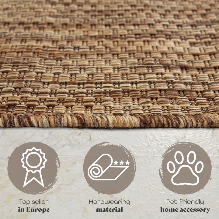 Produktbild TT Home Teppich Outdoor Wohnzimmer Esszimmer Balkon Wetterfest (150 x 80 cm)