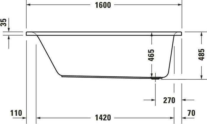 Actual product image Duravit Bathtub D-NEO built-in version 1 RS 1600x700mm white (130 l, 160 cm, 70 cm)