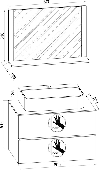 Produktbild VCM 3-tlg Waschtisch Badmöbel Lendas 80 cm M