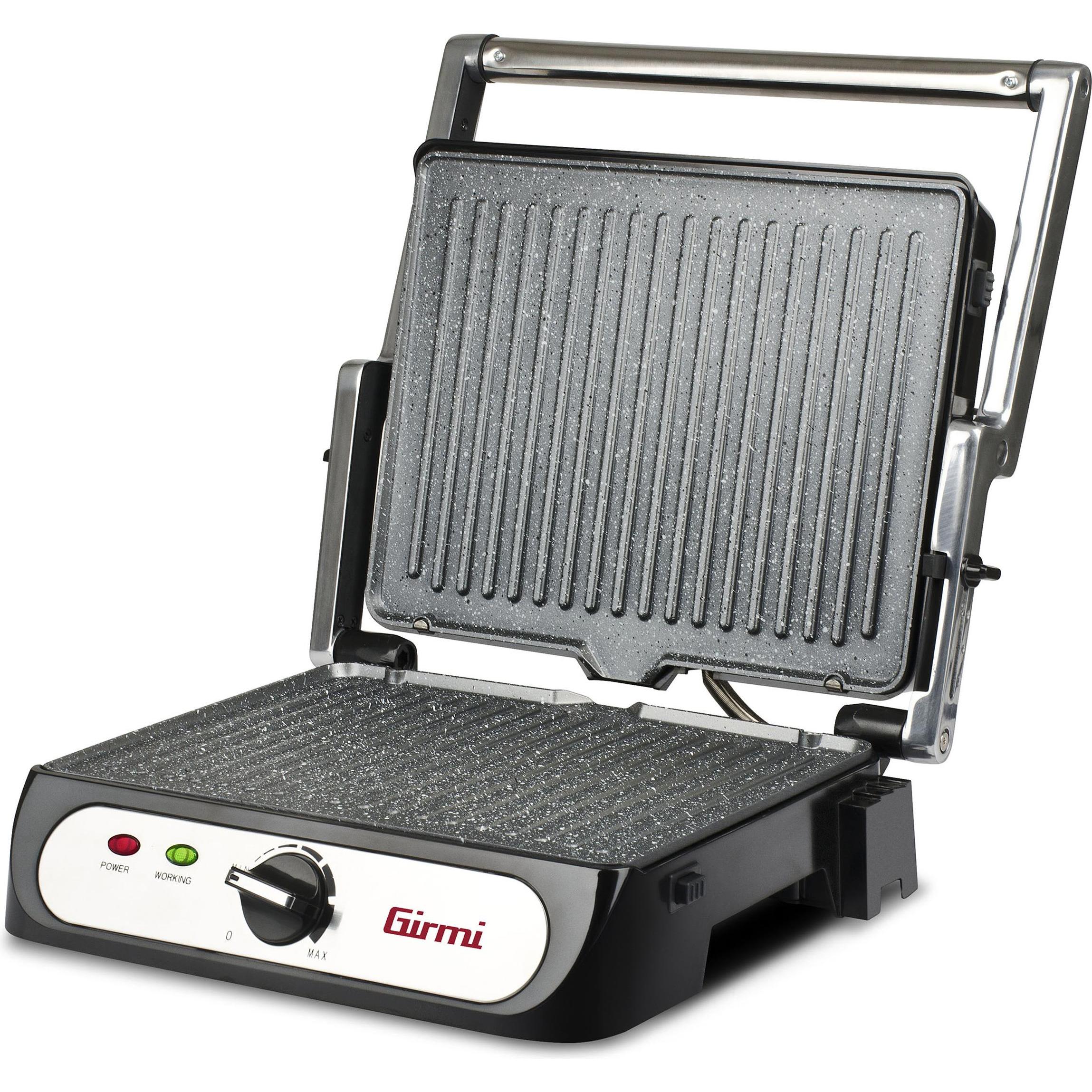 Girmi BS41 Grillpfanne mit abnehmbaren Steinplatten, Tischgrill, Schwarz