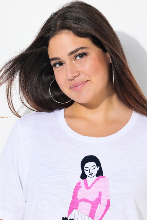 Produktbild Ulla Popken T-Shirt, Frauen-Flockdruck, Rundhals, Halbarm (42, 44)