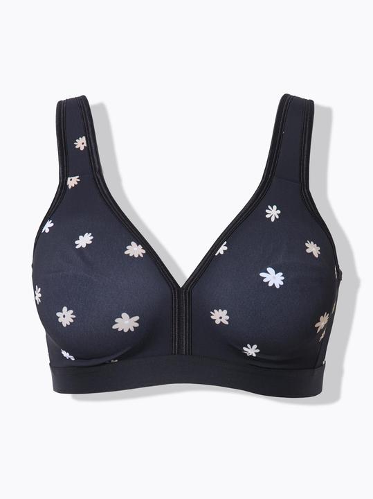 Actual product image Ulla Popken Flower Print Underwire-Free Minimizer Bra (90 D)