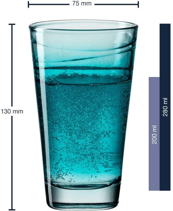 Immagine prodotto Leonardo Bicchiere per bere Vario Struttura 280 ml, 6 pezzi, turchese (0.28 l, 6 x)