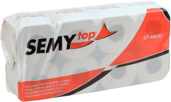 Semytop Toilettenpapier top, 2-lagig, hellgrau, Recycling, geprägt, 250 Blatt/Rolle, 8 Rollen/Packung (8 pcs.)