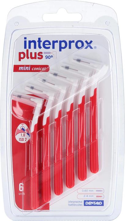 Interprox plus 90° mini conical rouge Gr. 2 0,9-1 mm Brosses interdentaires, 6 pces Brosses interdentaires (6 x, 1 mm)
