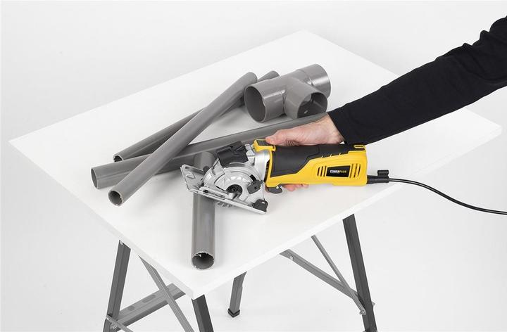 Actual product image Powerplus POWX1365MB Circular saw - 600W - 89mm - Incl. laser, dust extraction, 3 circular saw blades and
