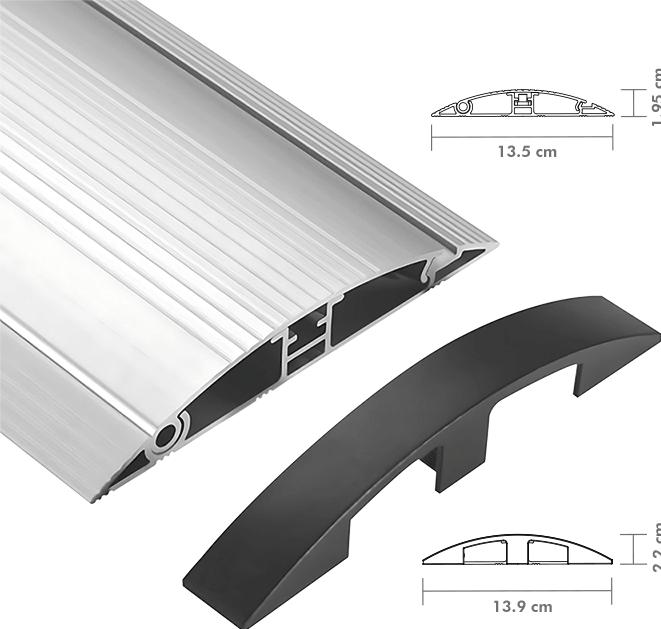 Produktbild LogiLink Bodenkabelabdeckung, Alu & ABS, 1104x139x22mm, schneidbar, silber (Kabelkanal, 110.40 cm)