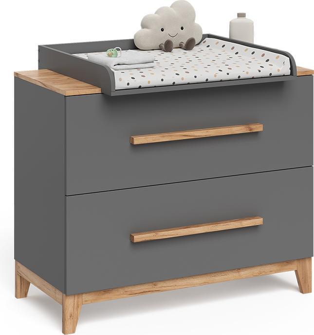 Actual product image Vicco Changing table Malia, Gray/Artisan/Artisan, 108 x 98 cm with 2 drawers