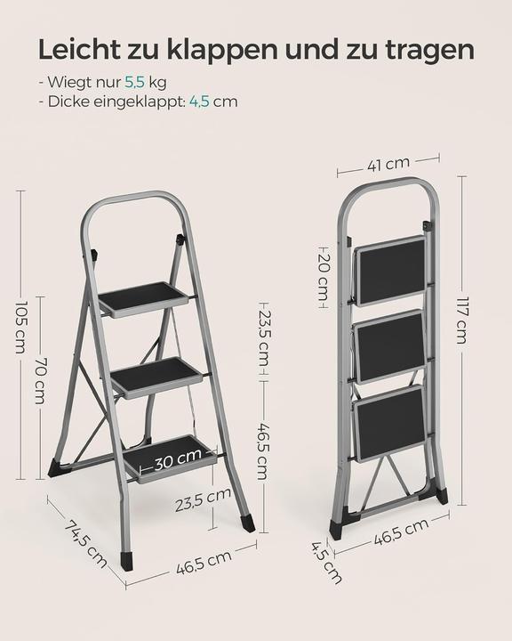 Image du produit Songmics Pliage (Échelle deux plans, 46.50 cm)