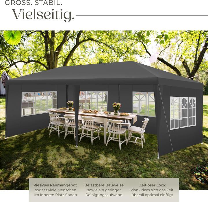 Produktbild tectake Pavillon Novara mit 5 Seitenteilen, wasserdicht, 6x3m (600 cm, 300 cm)