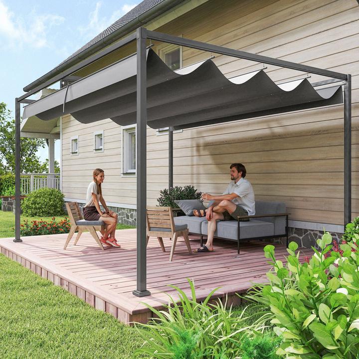 Immagine prodotto Outsunny Pergola Stahl, Polyester Dunkelgrau (400 cm, 300 cm)