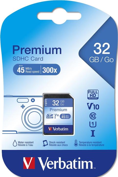 Produktbild Verbatim SDHC Card Class 10 Premium (32 GB, SDHC, U1, UHS-I)