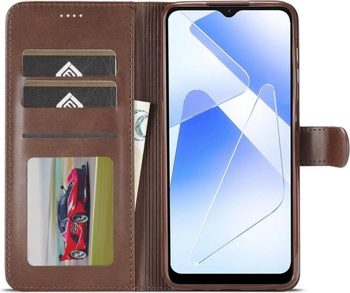 Actual product image LC.Imeeke Galaxy A55 - Leather case cover dark brown (Samsung Galaxy A55)