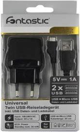 Produktbild fontastic TwinUSB Reiseladeset Universal schwarz